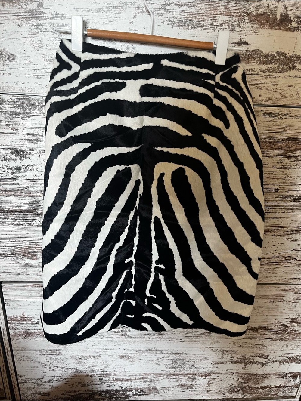 Oscar de la Renta Black and White Zebra-Print Midi Skirt